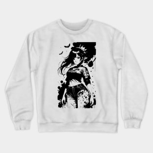 Kawaii Anime Girl Wearing Tshirt 04 Crewneck Sweatshirt